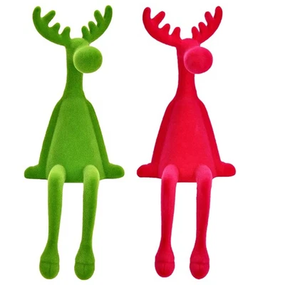 Hirsch - Rentier - Kantenhocker beflockt, 32 cm - Bild 1 von 3