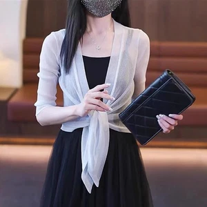 Wedding Jacket Wrap Long Half Sleeve Bolero Shrugs Women Cardigan Bolero Jack DR - Picture 1 of 13