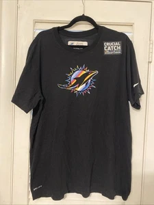 Miami Dolphins Nike Black Crucial Catch Intercept Cancer T-Shirt Size XL Used* - Picture 1 of 5