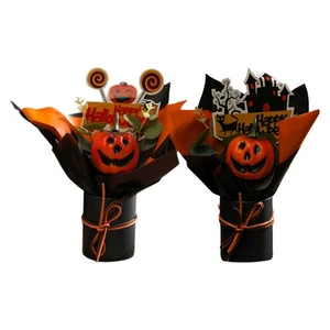 Generisch Happy Halloween künstlicher Kürbisstrauß, zarte Kunstblumen-Picks - Bild 1 von 13
