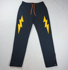 Just Don All City Sweatpants Men's Size Large Black Lighting Bolts Snap Ankles - Picture 1 of 15