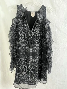 Vestido Haute Hippie Para Mujer 100% Seda Hombro Frío Talla Pequeña Nuevo Sin Etiquetas - Imagen 1 de 13