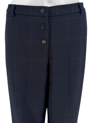 Armani Collezioni Navy Windowpane Check Trousers – Size 48 - Image 1 of 4