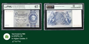 1935 GERMANY REICHSBANKNOTE 100 REICHS MARK P# 183a PMG 67 EPQ GEM UNC TOP POP! - Picture 1 of 3