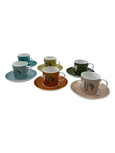 Vintage Susie Cooper Bone China Coffee Set Cup & Saucer Decorative Homeware x 6 - Picture 1 of 13