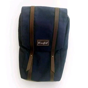 Woolfell Backpack Warrior Navy Blue Canvas Leather Handmade Mens - Picture 1 of 11