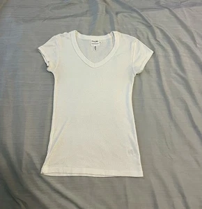 Michael Stars For Anthropologie Weiß Metallic V-Ausschnitt Kurzarm T-Shirt Einheitsgröße - Bild 1 von 4