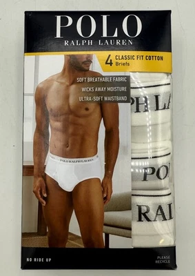 Polo Ralph Lauren 4 Calzoncillos Calce Clásico Sin Etiquetas Blanco Algodón Talla XL 40-42 Nuevos Foto 1 de 4