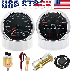 85mm GPS Speedometer 120MPH W/Tachometer 85mm Fuel Level Oil Pressure Temp Volt - Bild 1 von 22