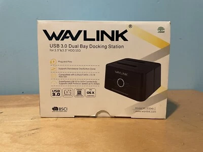 Wavlink USB 3.0 to SATA Dual Bay Hard drive Docking Station for 2.5" 3.5"HDD/SDD - Image 1 of 4