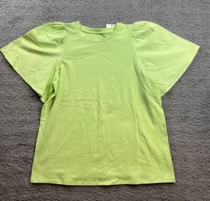 A New Day Women's Size Small KTW Puff Elbow Sleeve T-Shirt Green - Picture 1 of 9