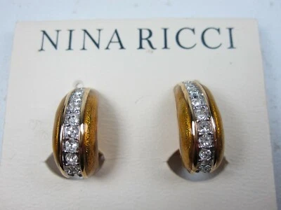 Pendientes de clip chapados en oro Nina Ricci con cristales de Swarovski - 2274 Foto 1 de 4