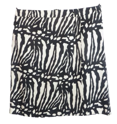 Falda envolvente de lana de seda ligera para mujer ANN TAYLOR estampado animal negra beige talla 12 Foto 1 de 4