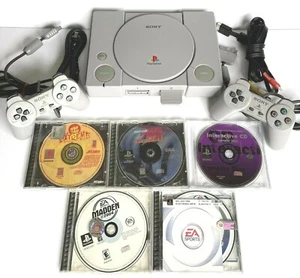 CONSOLA DOMÉSTICA ORIGINAL VINTAGE SONY PLAYSTATION 1 PS1 CON 2 CONTROLADORES 5 JUEGOS - Imagen 1 de 11