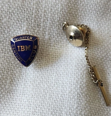 IBM QUARTER CENTURY CLUB 1/10 10K Gold Pin Employee Service Award - Image 1 of 3