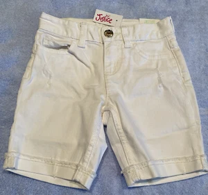 NWT Justice Girls White High Waist Shorts Size 8 Slim - Picture 1 of 3