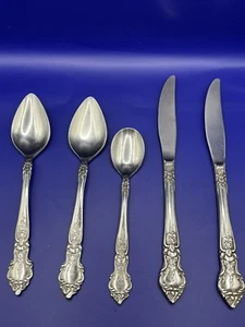 National Rose & Leaf Set of 5 Stainless Flatware Pieces Japan Knives Soup Spoons - Picture 1 of 16