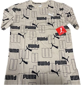 PUMA Boys Multi Logo Shirt In Brown & Black Size Large - Picture 1 of 2