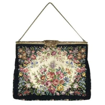 Vtg Morabito Handbag Floral Tapestry Frame Purse Evening Bag Antique Art Nouveau - Image 1 of 4