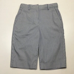 THEORY Womens sz 00 Blue White Pinstriped Tailor Bermuda t_rail cotton Shorts - Picture 1 of 9