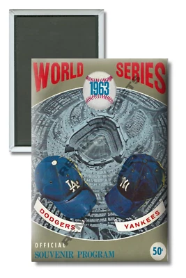 1963 World Series NY Yankees LA Dodgers MLB Program 2 x 3 Refrigerator Magnet - Image 1 of 3