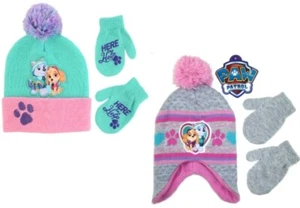 Paw Patrol Toddler Girls Hat and Mittens Set NWT Mint Green or Gray Size  2T-4T - Picture 1 of 9