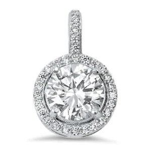 3 ct. Genuine White Sapphire Halo Pendant Necklace in Sterling Silver - Picture 1 of 2