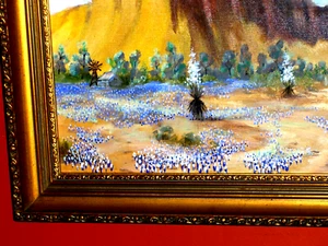 Original Buebonnet LandscapHouse Water Will Bird Blooming Yucca TX VINTAGE Oil - Picture 1 of 12