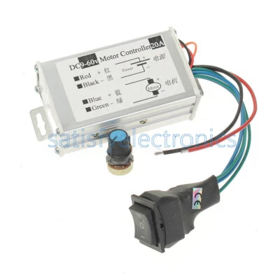 12V 24V Max 20A PWM DC Motor Stepless Variable Speed Control Controller Switch - Image 1 of 4