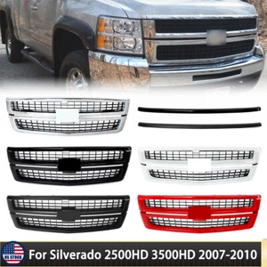 For 2007-2010 Silverado 2500HD 3500HD LT Style Front Grille w/ Hood Molding Trim - Picture 1 of 29