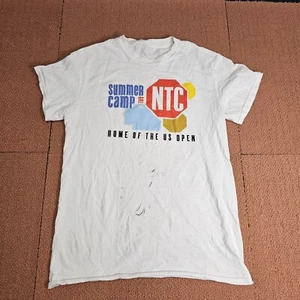 Stains* Summer Camp NTC US OPEN Youth T-Shirt Large White USTA Bille Jean S3a - Picture 1 of 7
