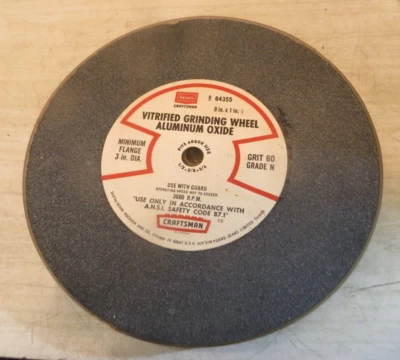 MUELA ABRASIVA SEARS CRAFTSMAN 8 PULGADAS 9 64355 MEDIANA 60 Grano Grado N VITRIFICADA Foto 1 de 4
