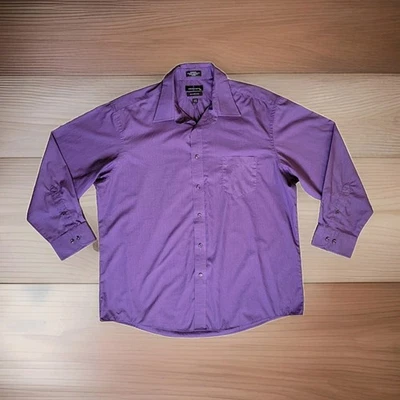 Statements @BT Mens Size XXL 18-18.5 Purple Long Sleeve Button Shirt Pocket - Image 1 of 4