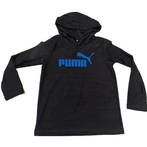 Boy’s Puma Black Long Sleeve Hoodie with Blue Logo Sz 7/8 - Picture 1 of 3