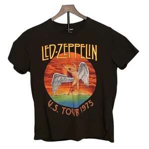 Led Zeppelin US Tour 1975 T-Shirt Old Navy L Black Rock Band Graphic Grade B - Picture 1 of 10