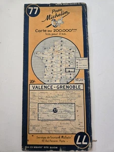 Vintage 1946 Michelin Road Map No. 77 Valence to Grenoble France Fold-Out Guide - Picture 1 of 4
