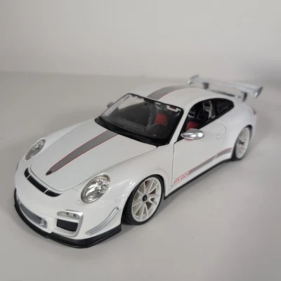 Porsche 911 GT3 RS 4.0 Escala 1:18 Diecast Modelo Coche Blanco con Raya Roja - Burago Foto 1 de 4