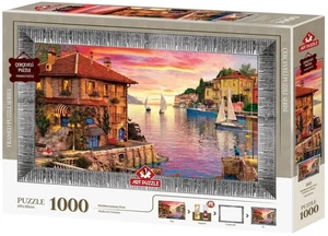 NUEVO Rompecabezas de Arte 1000 Piezas Rompecabezas Marco y Pegamento El Puerto Mediterráneo - Imagen 1 de 3
