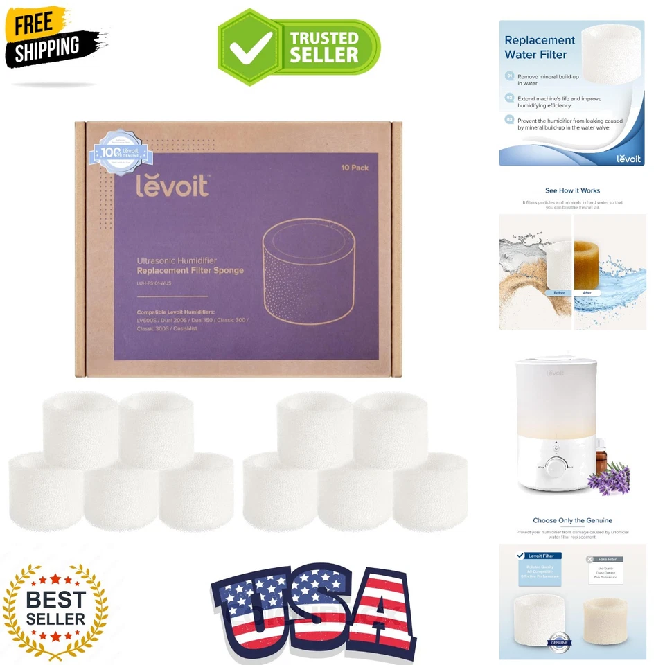 Levoit Top Fill Humidifier Replacement Filters 10 Pack LUH-FS101-WUS