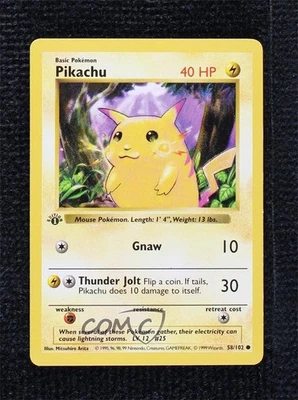 Pikachu Shadowless 1st Ed. Pokemon Base Set #58 1999 - Image 1 of 2