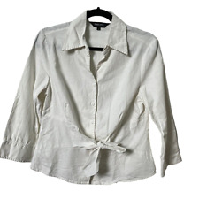 Simply Yours White Linen Blend Button Down Blouse