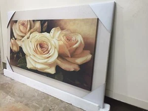 QUADRO CON ROSE E GLITTER CON CORNICE IN LEGNO BEIGE 114x63 cm - Imagen 1 de 3