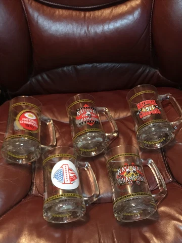 5 NATIONAL CHAMPIONS NEBRASKA HUSKERS GLASSES MUGS 1970, 71, 94, 95, 97 football Cover