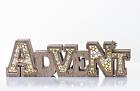 LED Schriftzug Advent Holz 3D Adventsdekoration Goldglitter 36 cm braun B-WARE
