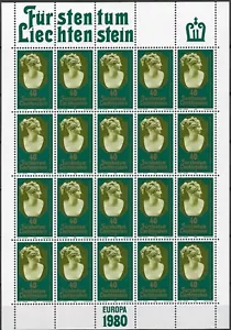 Liechtenstein 1980 Yvert 682/83 Mini Hoja Europa CEPT Estampillada sin montar o nunca montada en muy buen estado - Imagen 1 de 2