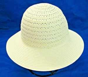 So Cute! JACOBSON Women's Hat OFF-WHITE Woven Straw Hat CLOCHE BUCKET - Picture 1 of 5