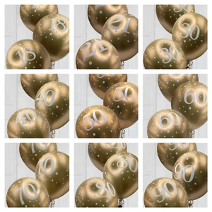 Gold White Birthday All Ages Party Latex Balloons. Gold White Party Decorations - Picture 1 of 45