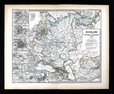 Mapa histórico Spruner 1880 Rusia Pedro el Grande San Petersburgo Lituania Polonia Foto 1 de 4