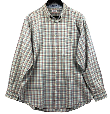 BUGLE BOY Button Down Shirt Men's Size Large Earth Tone Plaid No Wrinkle Casual - Image 1 of 4