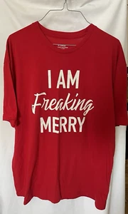 I Am Freaking Merry T-Shirt XL Large Herren Damen Grafik rot Weihnachten lustig - Bild 1 von 4